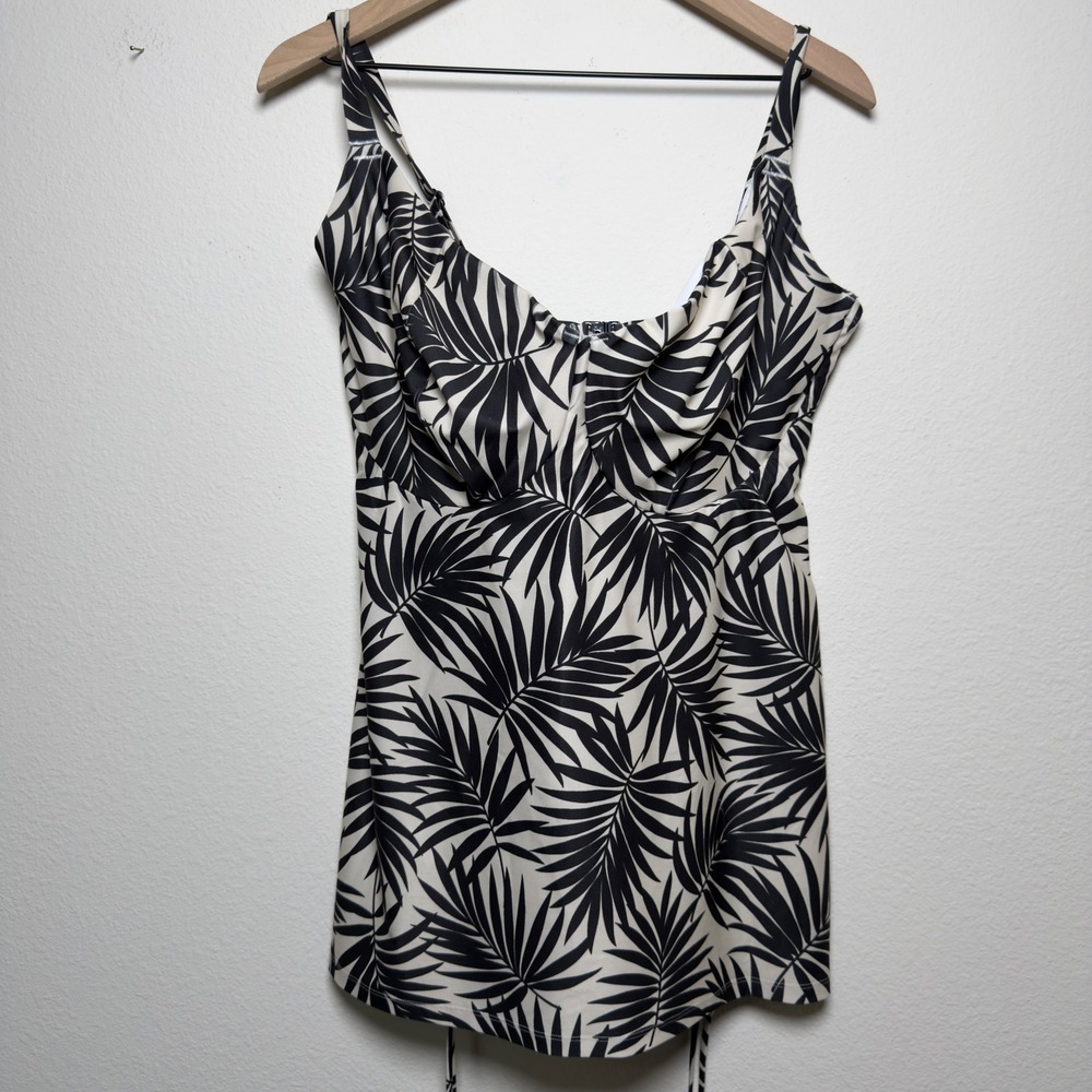 Bravissimo Women Tankini 36M Black White Palm Leaf Underwired SW864MOP